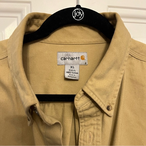 Carhartt Men's Tan Heavyweight Twill Button-Up Shirt XL Tall - Picture 2 of 6